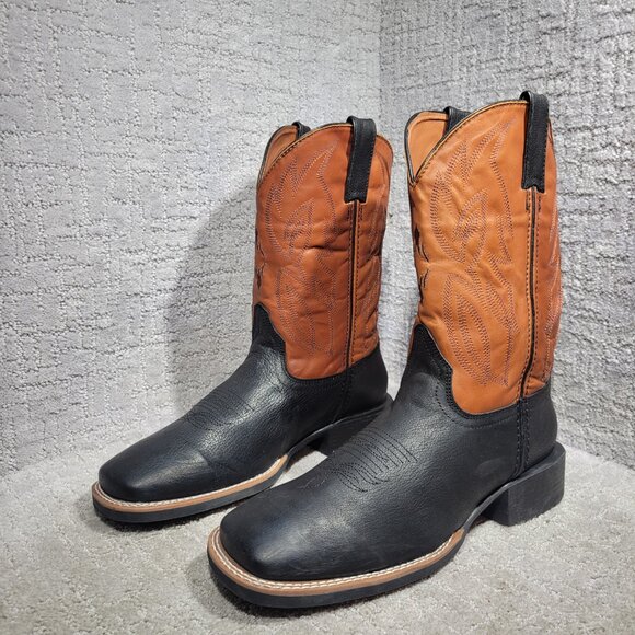 Justin BF5155 Men's Size Left 10.5D Right 10D Black Brown Leather Western Boots - Picture 1 of 11